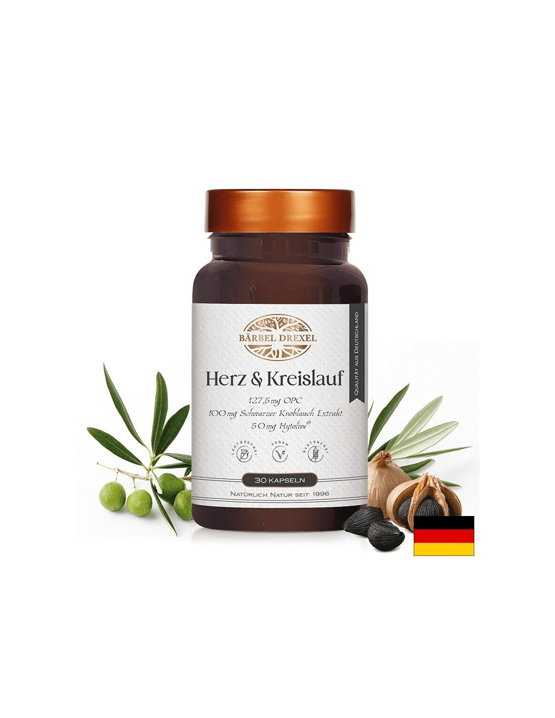 Cuore sano e buona circolazione - formula con semi di uva, aglio nero, oliva e vitamina E, 30 capsule