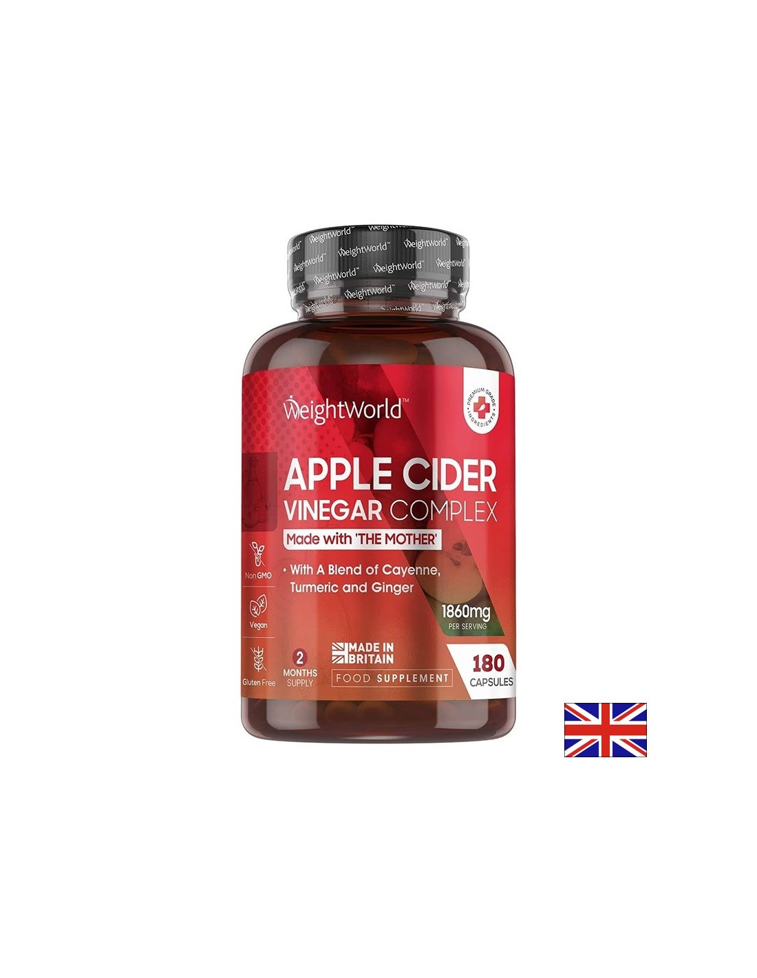Riduzione del peso sano - complesso di aceto di mele, 180 capsule World