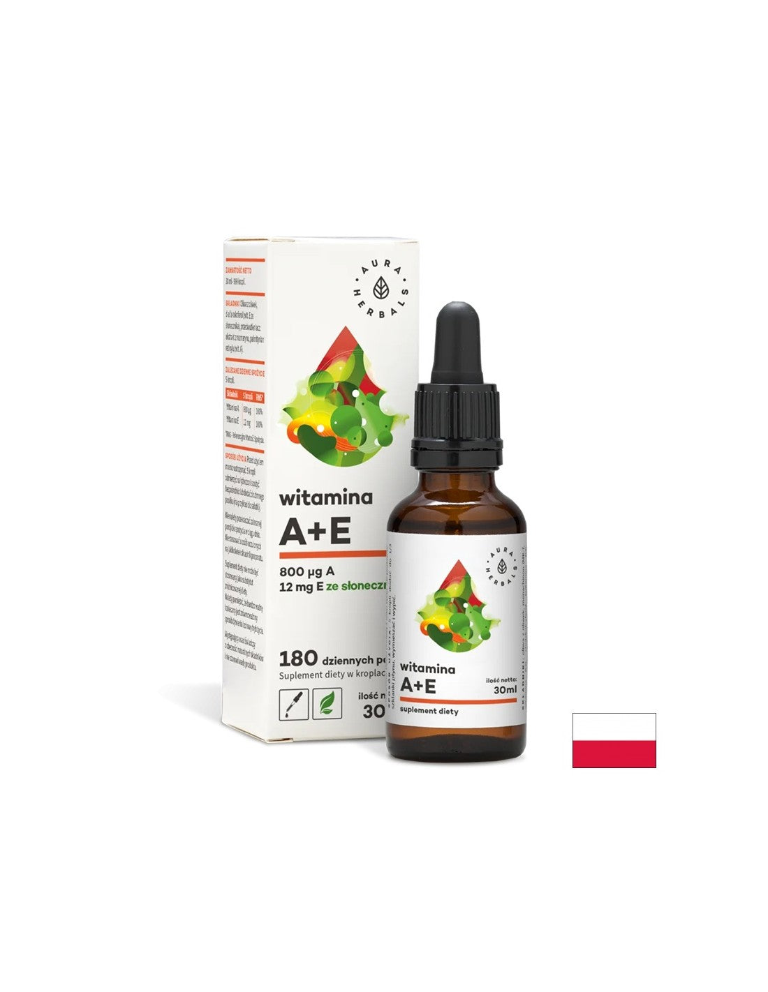 Visione e immunità - Vitamina A (800 μg) + E (12 mg), gocce da 30 ml <tc>Aura Herbals</tc>