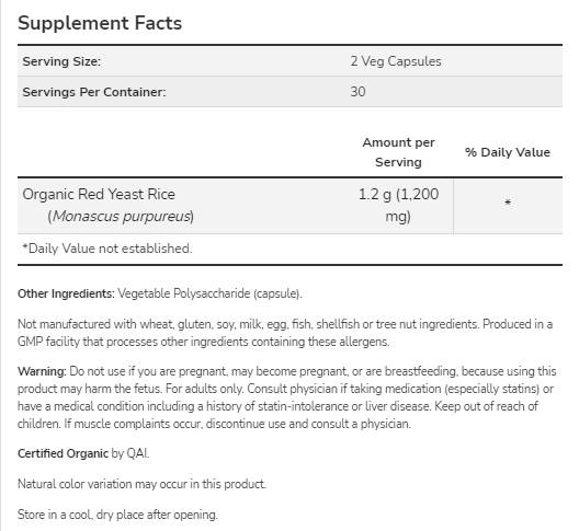 Riso di lievito rosso 600 mg - 120 capsule